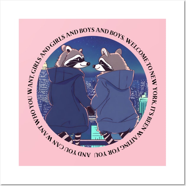 Welcome to New York Sapphic Raccoons Wall Art by NostalgiaUltra